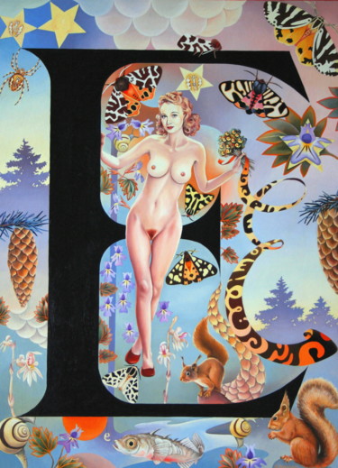 Abécédaire "E" Peinture intitulée "Abécédaire "E"" par Bernard Domange, Œuvre d'art originale, Huile