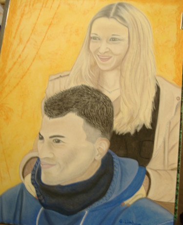 Peinture intitulée "CocoetSylvain" par Ghislaine Limbour, Œuvre d'art originale, Pastel