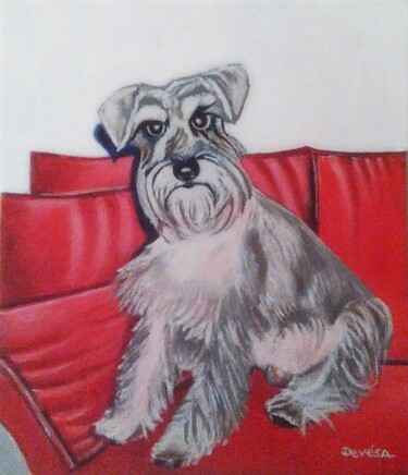 Peinture intitulée "Mon petit schnauzer" par Mc Devésa, Œuvre d'art originale, Acrylique
