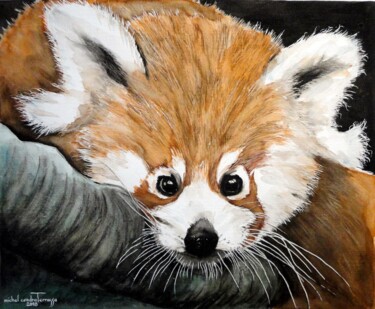 Painting titled "PANDA  ROUX 2" by Michel Cendra-Terrassa, Original Artwork, Watercolor