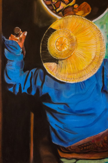 Dessin intitulée "Chapeau 2" par Maryse Renault, Œuvre d'art originale, Pastel