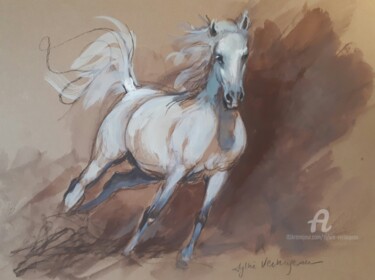 Peinture intitulée "Étude "Galop à droi…" par Sylvie Vernageau, Œuvre d'art originale, Gouache