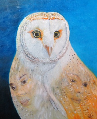 Peinture intitulée "L'effraie." par Alix, Œuvre d'art originale, Huile