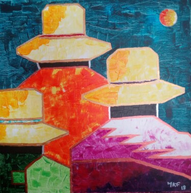 Peinture intitulée "La Lune." par Marc Felix, Œuvre d'art originale, Acrylique