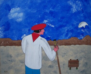 Pintura intitulada "Tableau naif Las Ba…" por Didier Dordeins, Obras de arte originais, Acrílico Montado em Armação em madei…