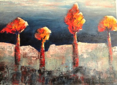 Peinture intitulée ""Quatre Arbres"" par Françoise Folley, Œuvre d'art originale, Acrylique