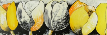 Malerei mit dem Titel "tulipes-en-fetes" von Dominique Missler, Original-Kunstwerk, Acryl Auf Keilrahmen aus Holz montiert