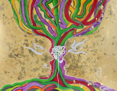 Peinture intitulée "Complétude, fusion" par Corinne Brossier (Atelier de l'imaginaire), Œuvre d'art originale, Acrylique