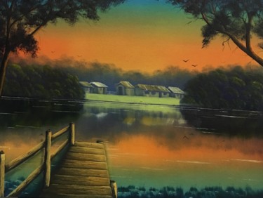 Painting titled "Bull Shark Creek" by David O'Halloran, Original Artwork, Oil