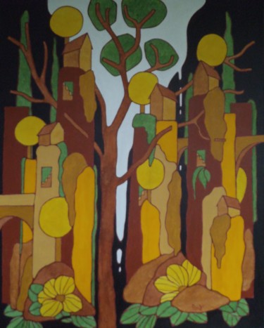 Painting titled "Tropaeolum Majus" by Michel Marant, Original Artwork, Acrylic