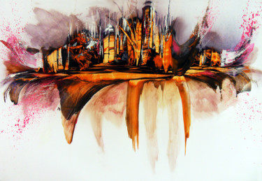 Tableau abstrait bombes graffiti XL - Cité X Peinture intitulée "Tableau abstrait bo…" par Airgone, Œuvre d'art originale, Bombe aérosol