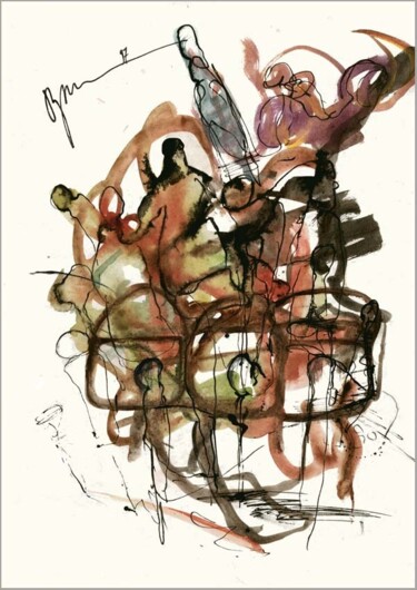 「Bouquet, maisons et…」というタイトルの描画 Дима Dima Вильмс Wilms (Рок-Живописец Rock-Painter)によって, オリジナルのアートワーク, グワッシュ水彩画