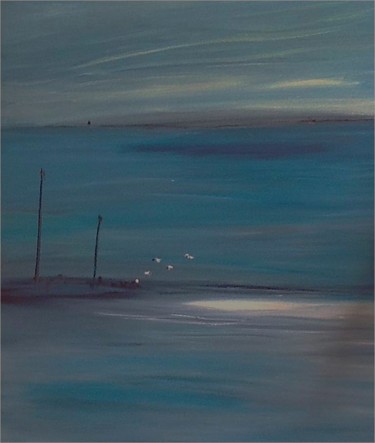 Peinture intitulée "Soir bleu" par Titus, Œuvre d'art originale, Huile