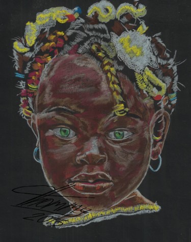 Peinture intitulée "Niña de ojos bellos" par Thommy, Œuvre d'art originale, Pastel