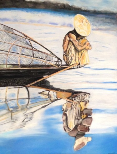 Dessin intitulée "Reflets" par Maryse Renault, Œuvre d'art originale, Pastel
