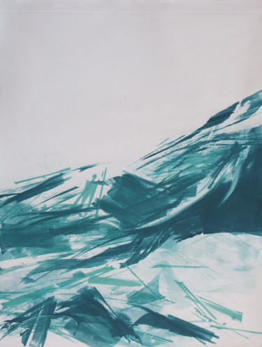 Gravures & estampes intitulée "surface de la mer 18" par Ln Le Cheviller, Œuvre d'art originale, Monotype
