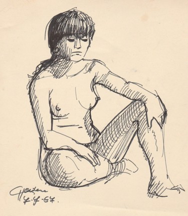Coco posant Dessin intitulée "Coco posant" par Claude Hardenne, Œuvre d'art originale