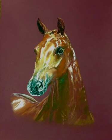 Dessin intitulée "Le cheval aux paste…" par Annabel Labatie, Œuvre d'art originale, Pastel