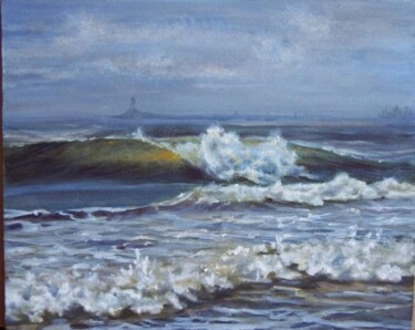 Pintura titulada "Olas en la playa de…" por Rosario De Mattos, Obra de arte original, Oleo