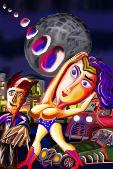 Digitale Kunst mit dem Titel "People want Heroes" von Manfred Hoppe, Original-Kunstwerk, Digitale Malerei