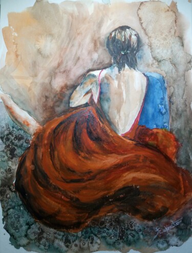 제목이 "Bailarina Descansan…"인 미술작품 Solange Esposito (SEsposito)로, 원작, 수채화