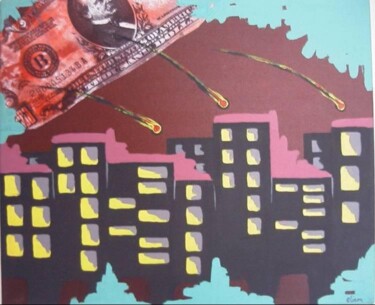 Peinture intitulée "BUILDING $" par Emmanuelle Liem, Œuvre d'art originale, Huile