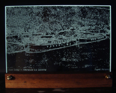 au fil de l'eau....balade en bord de Seine... Printmaking titled "au fil de l'eau....…" by Tayeb Keraoun, Original Artwork
