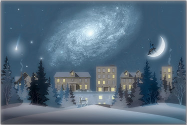 Arts numériques intitulée "soirée d'hiver" par Harald Dastis, Œuvre d'art originale, Peinture numérique