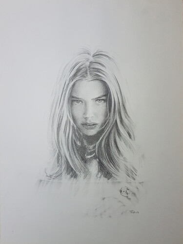 Dessin intitulée "Denise Richards" par Frédéric Berrin, Œuvre d'art originale, Crayon
