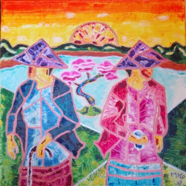 Peinture intitulée "Promenade asiatique." par Marc Felix, Œuvre d'art originale, Acrylique