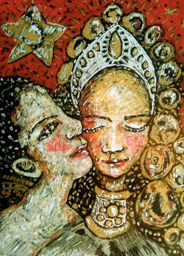 Peinture intitulée "Couple" par Karine Garelli (Reds Robin), Œuvre d'art originale, Acrylique