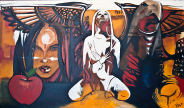 Malerei mit dem Titel "Isis Inmortel" von Cesar Aguilar (Raçe), Original-Kunstwerk, Öl