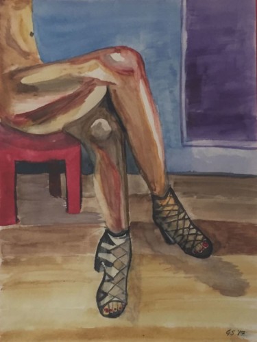 legs in italy Malerei mit dem Titel "legs in italy" von Gudrun Sageder, Original-Kunstwerk, Aquarell