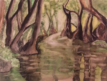 Malerei mit dem Titel "Jungle" von Gudrun Sageder, Original-Kunstwerk, Aquarell