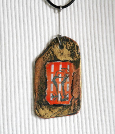 Design intitulée "Collier en ardoise…" par S Eymond Laritaz, Œuvre d'art originale, Colliers