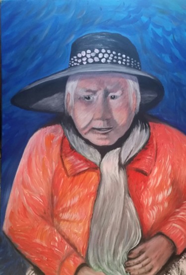 Peinture intitulée "Mamie" par Jose Sousa, Œuvre d'art originale, Acrylique