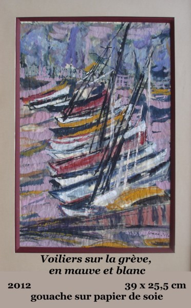 Peinture intitulée "Voiliers sur la grè…" par Ioana, Œuvre d'art originale, Gouache
