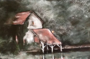 Painting titled "Eau douce #artistsu…" by Delphine Orset Guerry, Original Artwork, Pastel
