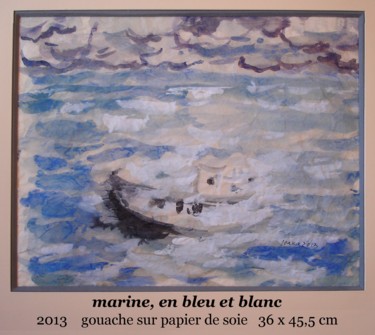 Peinture intitulée "marine en bleu et b…" par Ioana, Œuvre d'art originale, Gouache