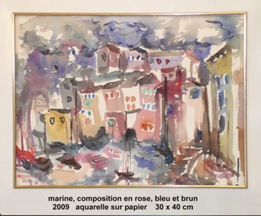 Peinture intitulée "marine composition…" par Ioana, Œuvre d'art originale, Gouache