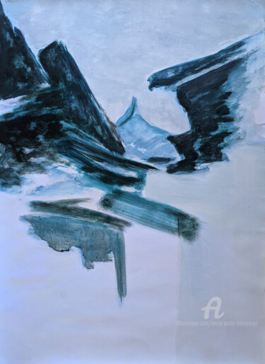 Peinture intitulée "Les toits céruléens…" par Marie-Paule Demarquez, Œuvre d'art originale, Acrylique