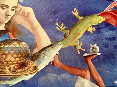 Collages intitulée "Mais...? 18x24 cm E…" par Catherine Chesneau, Œuvre d'art originale, Collages