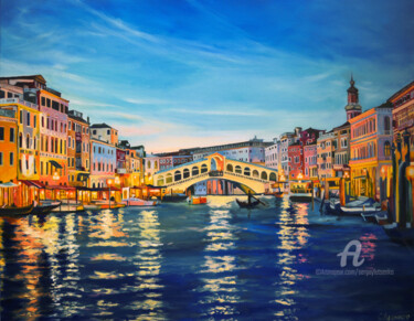 Peinture intitulée "Evening in Venice." par Sergey Lutsenko, Œuvre d'art originale, Huile
