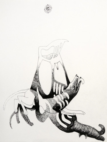 Dessin intitulée "el-adoracion-del-so…" par Sébastien Bocquet, Œuvre d'art originale, Encre