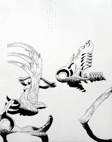 Dessin intitulée "el-adoracion-del-so…" par Sébastien Bocquet, Œuvre d'art originale, Encre