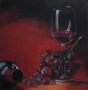 Pintura titulada "copa-de-vino-y-uva.…" por Agustin, Obra de arte original, Oleo