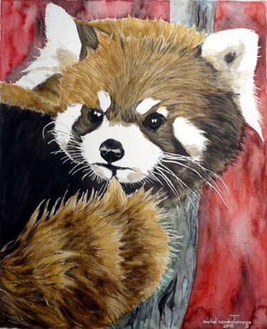 Painting titled "PANDA  ROUX  4" by Michel Cendra-Terrassa, Original Artwork, Watercolor