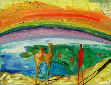Le voyage. The trip. (Huile, oil, ocre, ochre) Painting titled "Le voyage. The trip…" by Régis Testard, Original Artwork, Oil Mounted on Wood Stretcher frame