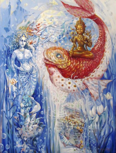 The golden fish Painting titled "The golden fish" by Samvel Atasunts, Original Artwork, Oil
