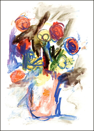 Dessin intitulée "bouquet 28.jpg" par Dima Dima Vil Ms Wilms (Rok Zivopisec Rock Painter), Œuvre d'art originale, Acrylique